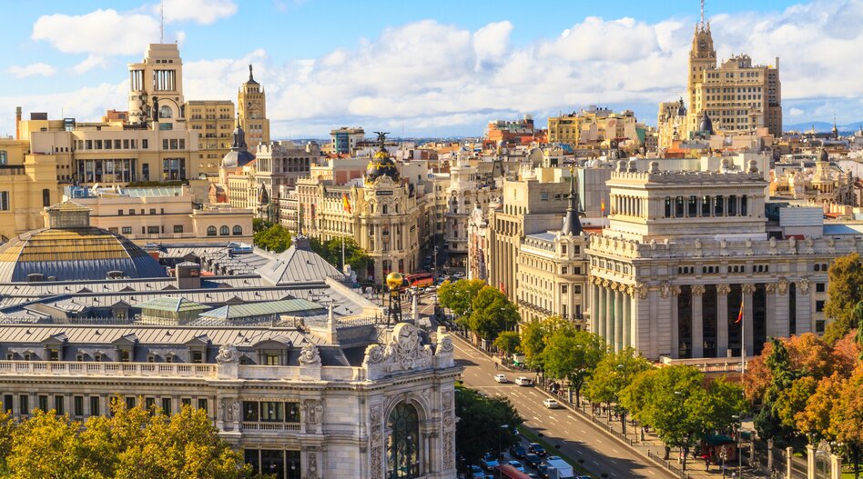 Aerial view of Gran Via shopping street, Madrid | © Shutterstock 146707415