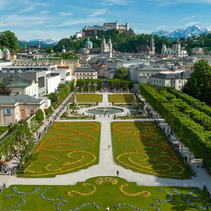 Mirabellgarten mit Blick auf die Salzburger Altstadt und Festung Hohensalzburg | © Tourismus Salzburg GmbH, Guenter Breitegger
