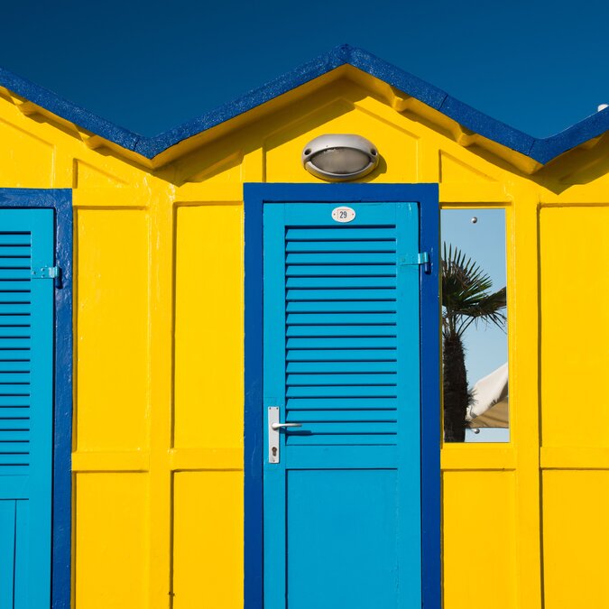 Farbenfrohe Badekabinen in Rimini  | © Photostravellers